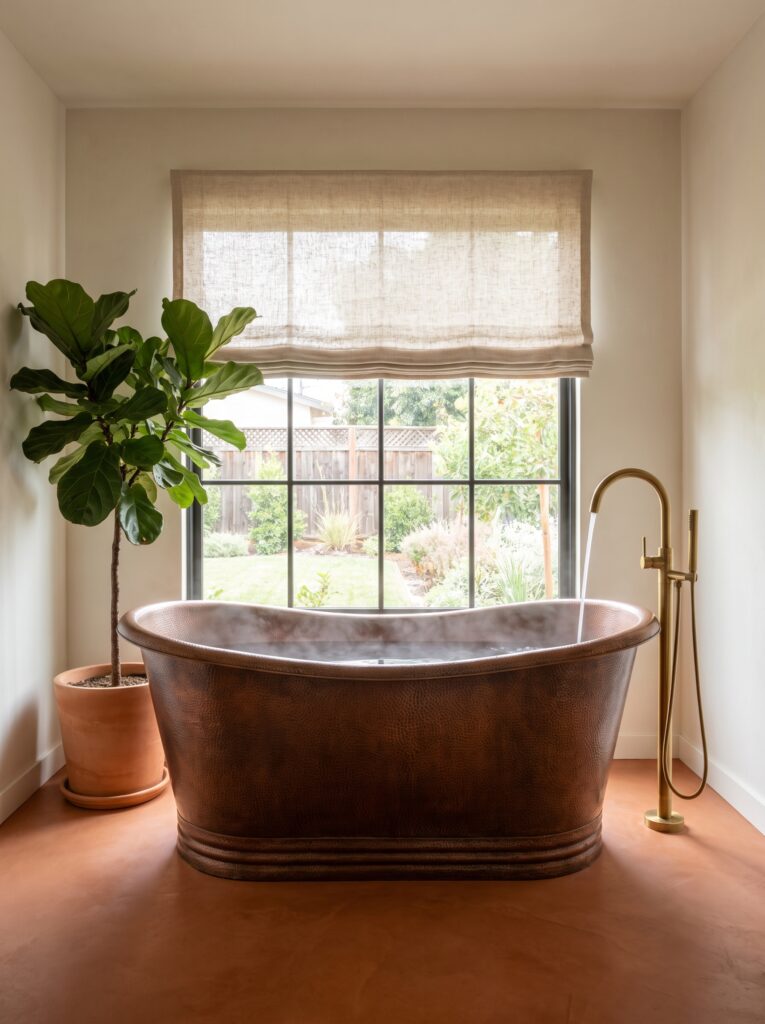 warm-modern-bathroom-ideas-copper-soaking-tub